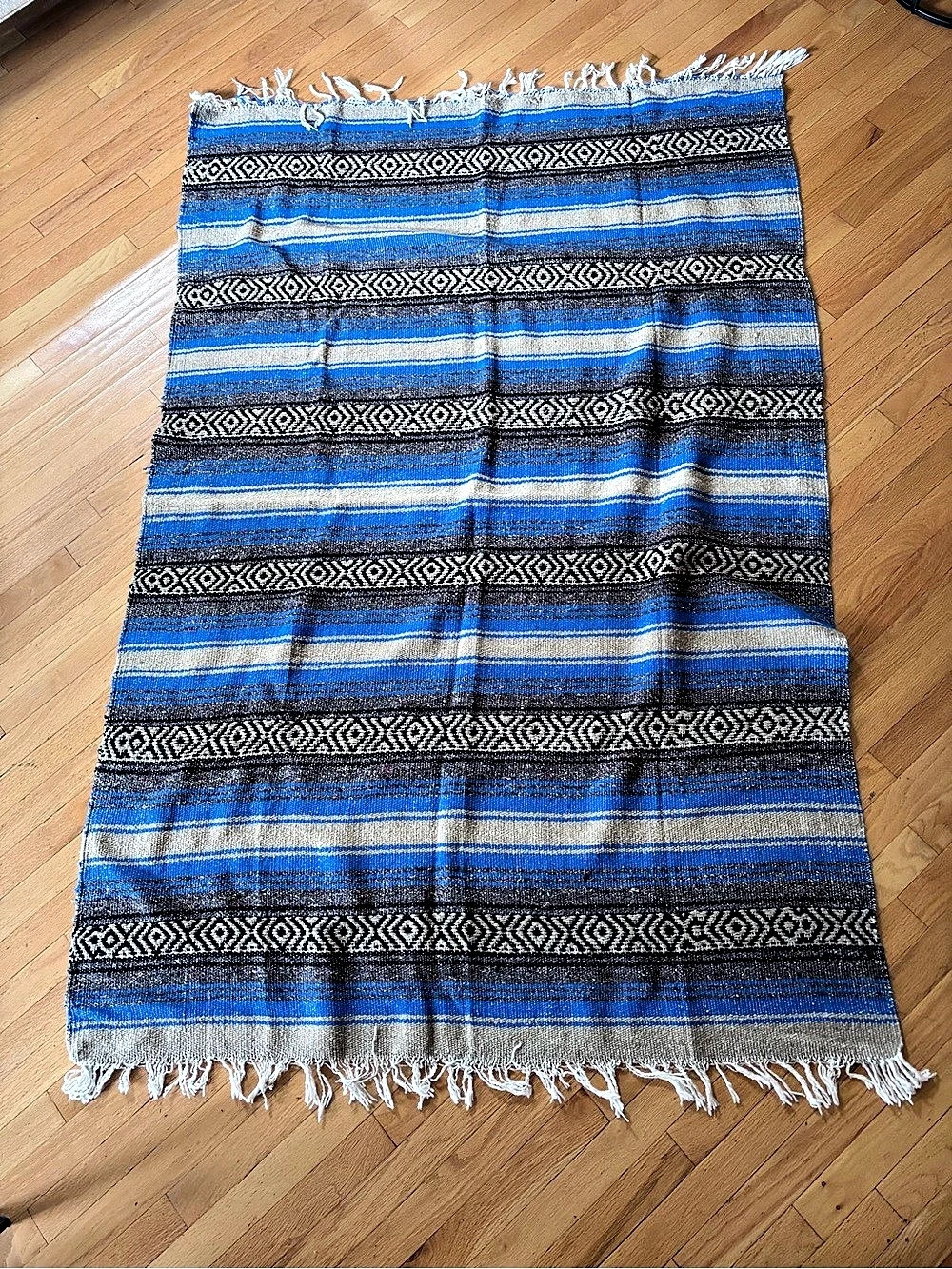 Blue & Black Geometric Throw Blanket